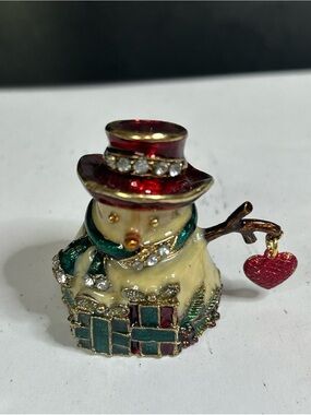 Monet Christmas snowman trinket ornament 2”